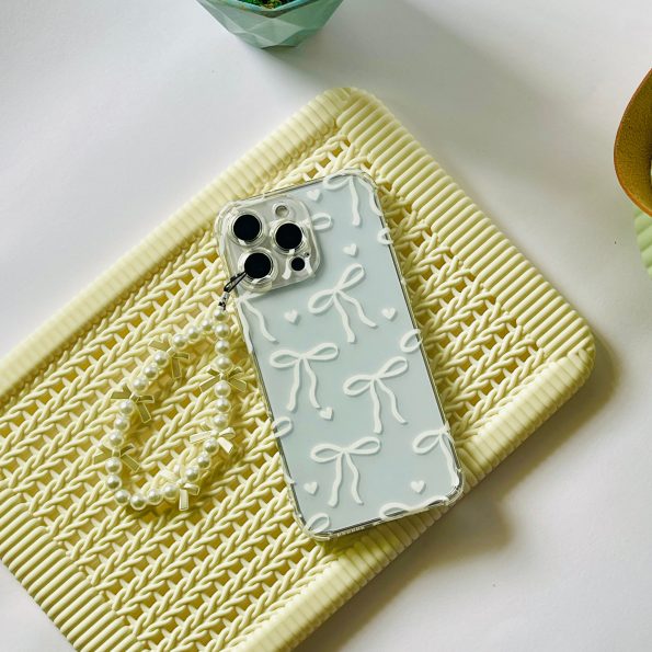White Bow Charm Phone Case