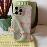Multicolor Bows Clear Phone Case With Phone Charm
