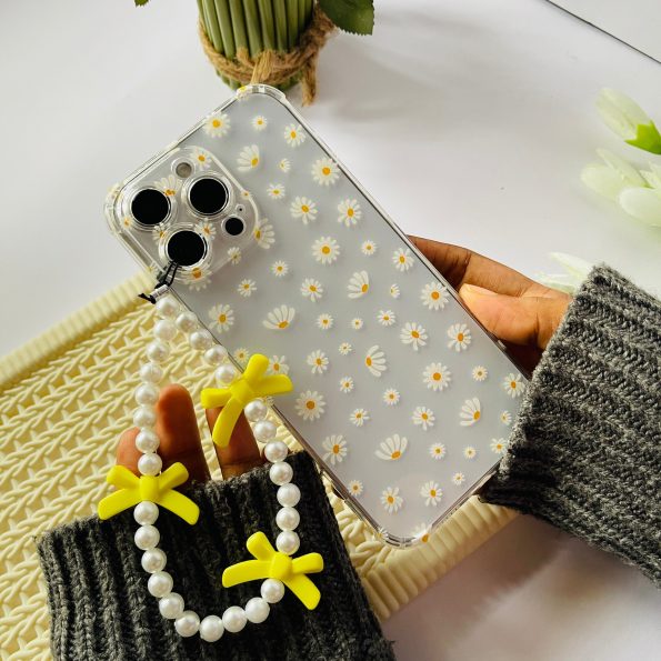 Daisy Clear Phone Case With Phone Charm